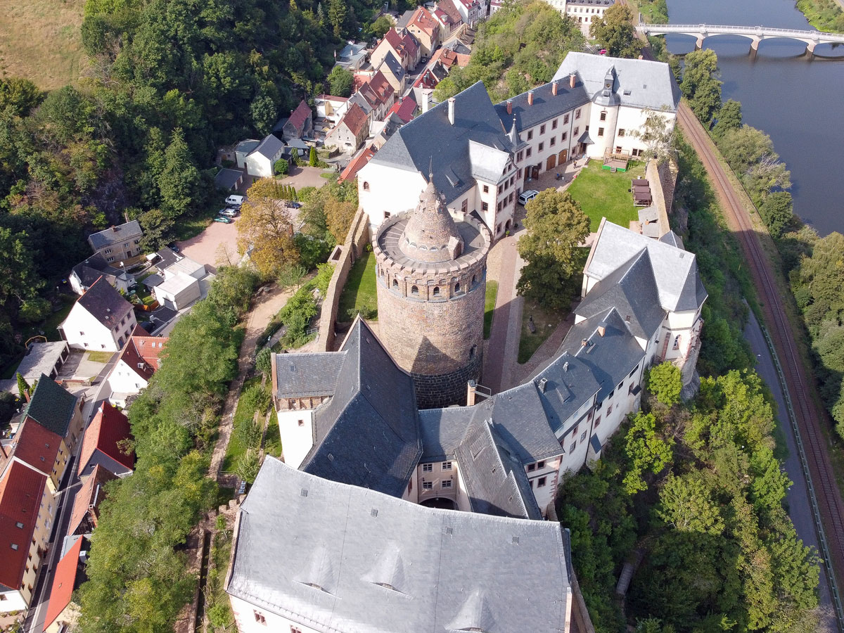 Burg Mildenstein aus der Luft